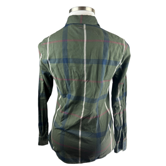 Barbour Oxer Check Shirt Olive Rosewater Tartan Button Up Women's US Size 6 - Picture 6 of 13